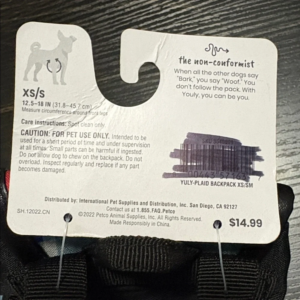 Colorful Plaid Pet Backpack poop bag dispenser